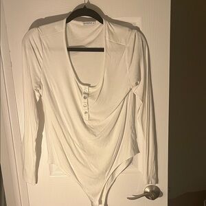 Elegant White Button-Front Bodysuit